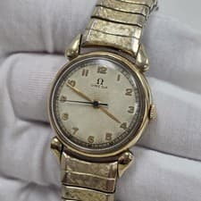 1945 Vintage Omega Norman Morris Tear Drop 14k Gold Filled Cal R17.8 Mens Watch