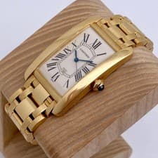 Cartier Tank Americaine Large 1740 18K Yellow Gold White Dial Watch