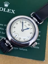 Military WWI c1918 Trench Rolex Officer's Watch w S/Silver Hinged Stockwell Case