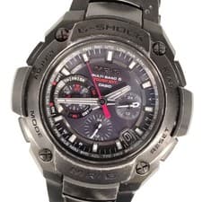 CASIO MRG-8100B Titanium Solar Radio Men's Watch Black Used From Japan