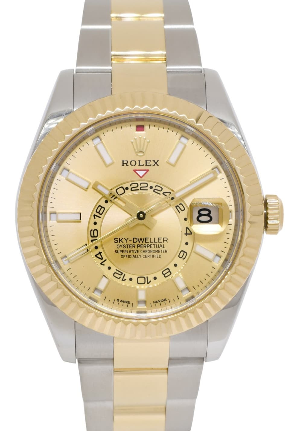 Rolex Sky-Dweller 18k YG/Steel 42mm Champagne Dial Watch +Papers '22 326933