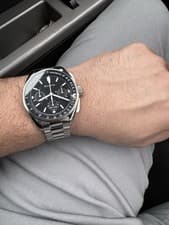 Bulova Lunar Pilot Chronograph Watch Stainless Steel & Leather Strap 43mm MINT