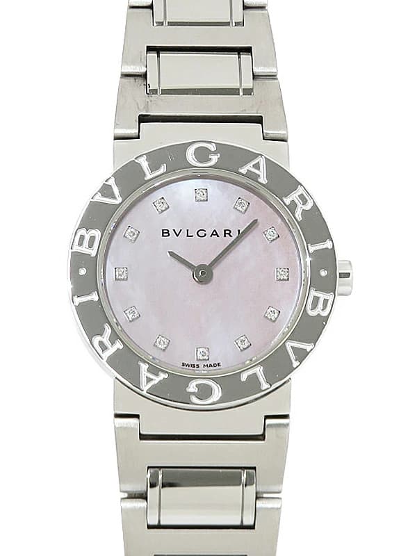 BVLGARI Bvlgari Bvlgari 12P Diamond Quartz Watch BB26SS Pink Shell Dial