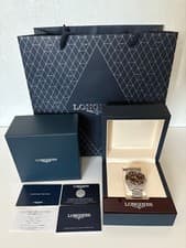 Longines HydroConquest GMT Brown 41mm Ceramic Steel Automatic Watch Luxury