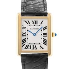 Cartier Tank Solo W1018855 2742 27mm Silver Dial 18k Yellow Gold Mens Watch 2012