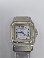 SANTOS DE CARTIER Lady's Stainless & Gold Wristwatch AC1430 (B07008658)
