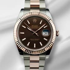 Rolex Datejust 41mm Steel Rose Gold Brown Dial Mens Watch 126331