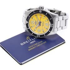 BREITLING SUPER OCEAN A17367 44mm SS Yellow Dial Automatic Date #C254