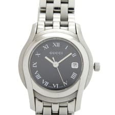 Gucci 5500L Quartz Watch Black Silver Ladies Stainless Steel