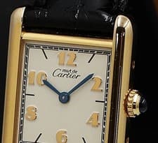 Cartier Must Tank SV925 Vermeil White Dial Quartz Ladies Vintage Watch Authentic