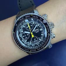 Rare Seiko Flightmaster Pilot SNA411P1 Chronograph Black Quartz 7T62 Watch 2007s