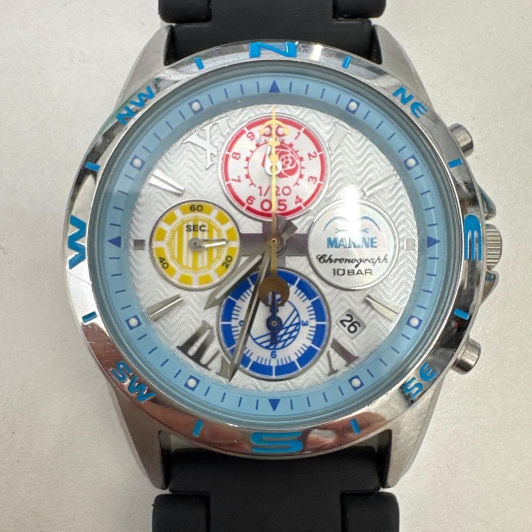 ONE PIECE Chronograph Watch Silicone Band Blue/White/Black Unused