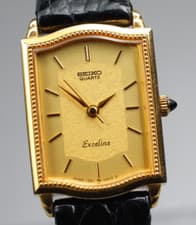 Vintage [Near MINT]  SEIKO EXCELINE 14K ST.STEEL 1221-5170 18mm Qz Women's watch