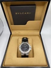 BVLGARI Diagono Scuba SD38S Date black Dial Automatic Men's Watch w/Box Working