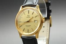 Vintage 1970s Omega Seamaster Quartz Cal.1342 Gold Dial Date Men's [Near Mint]