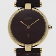 CARTIER Must Vendome WATCH wine-red GF/leather QZ