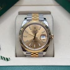 Rolex Datejust 41 Champagne Index Two Tone Yellow Gold Fluted Jubilee Bracelet