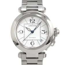 Cartier Pasha C Midsize White Dial Automatic Steel Mens Watch W31074M7