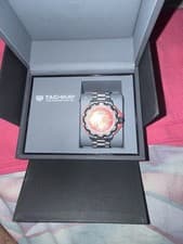 TAG Heuer Men's Wristwatch Red Dial Stainless Steel Bracelet Original Box