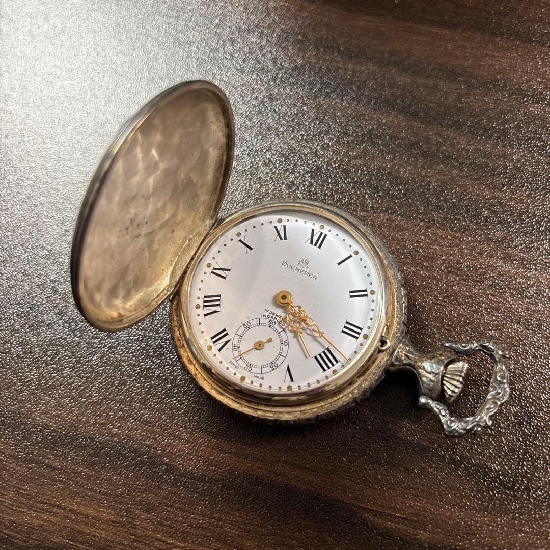 Bucherer Swiss Pocket Watch Hand-Wind Working Vintage Gold Tone