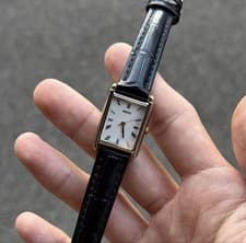 Seiko Tank Watch Rectangular 90s Vintage Black Leather Strap Used SA423