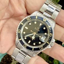 Vintage BULOVA 1D16M Automatic Trident Submariner Date SS Men's 38mm Watch RUNS!