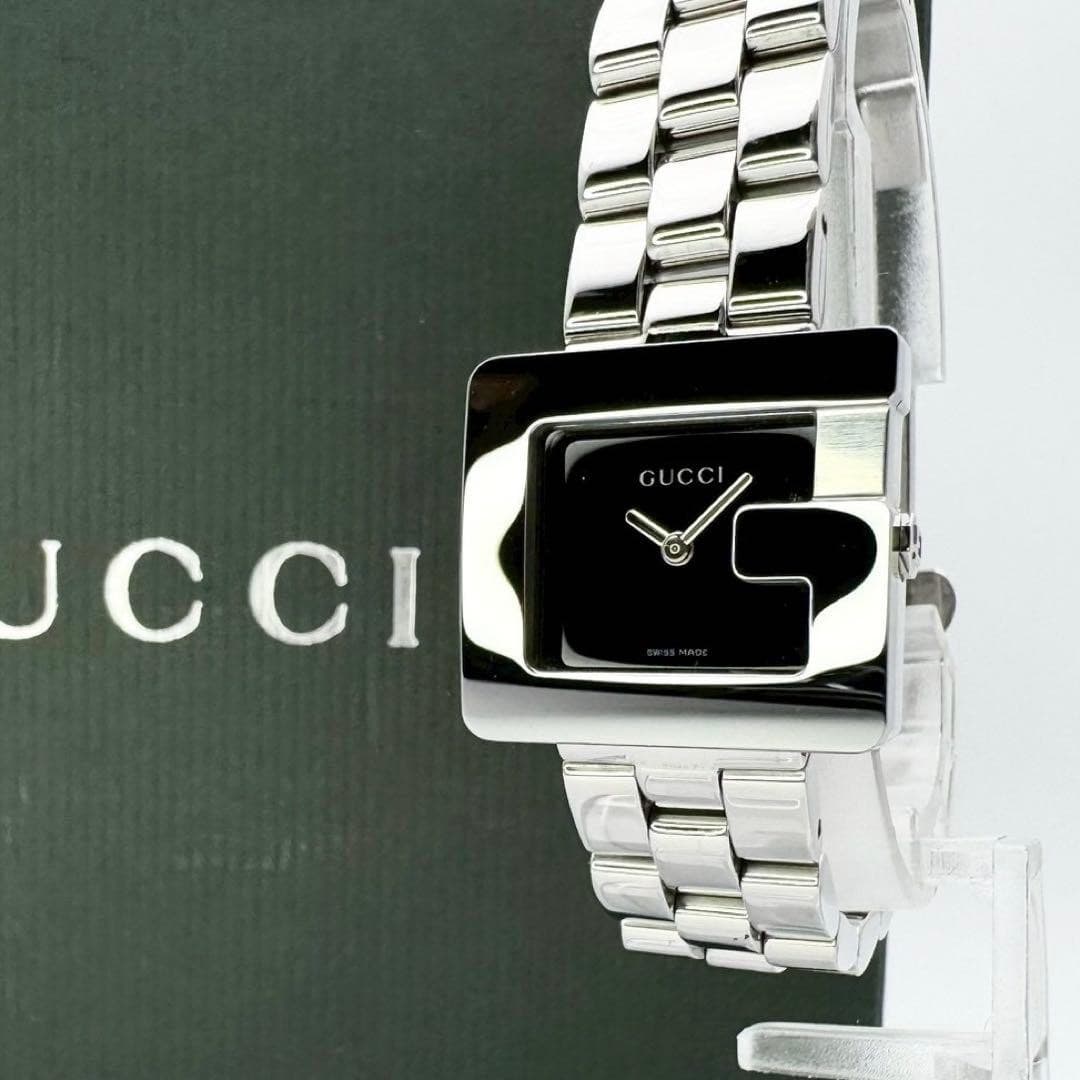 With Box Working GUCCI 3600L G Logo Square Black Dial Quartz