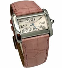 CARTIER Tank Divan 2599 W6300255 32mm x 25mm Stainless Steel Croco Leather BOX&