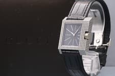 Vintage [N MINT /w Box] GUCCI 7100M Black Dial Square Quartz 31mm Men's Watch JP