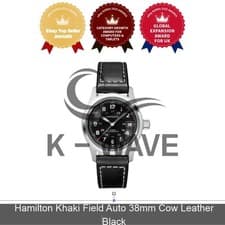 Hamilton Khaki Field Auto 38mm Cow Leather Black Express / Genuine