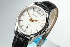 [w/Box] Hamilton Jazzmaster H325051 Day Date White Dial AT Swiss Made Mens Watch