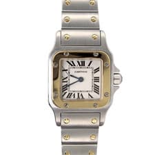 Cartier Santos Galbée 24 mm Ladies Quartz White Dial Two Tone Steel 18K Gold