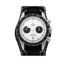 Tudor Black Bay Chrono Steel Automatic 41mm White Dial Bund Strap Watch 79360N