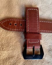 PANERAI 24mm Pre-V Buckle Leather Strap Set Pre-Vendome Vintage Fishtail Rare