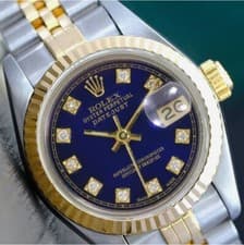 Rolex Datejust Two-Tone Blue Diamond Dial Fluted 14KY Steel Jubilee Watch 26mm