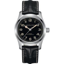 Hamilton Khaki Field Murph 42 MM SS Leather Strap Black Dial Watch H70605732