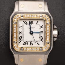 Cartier Santos Carrée 24mm Diamond Bezel 18K Gold & Steel Watch 0902