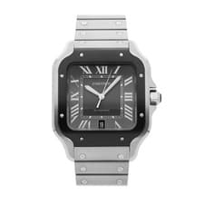 Cartier Santos de Cartier Steel Auto 39mm Grey Dial Bracelet Watch WSSA0037