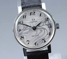 Vintage OMEGA De ville Cal.620 Silver Marble Pattern Manual Winding Womens Watch