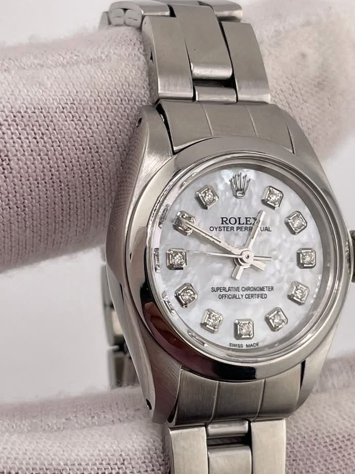 ROLEX Oyster Perpetual 6718 White Mother of Pearl Diamond Dial Full Set