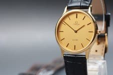 Serviced 1984 Near MINT OMEGA De Ville 32mm 195.0039 Quartz Gold Men's Vintage