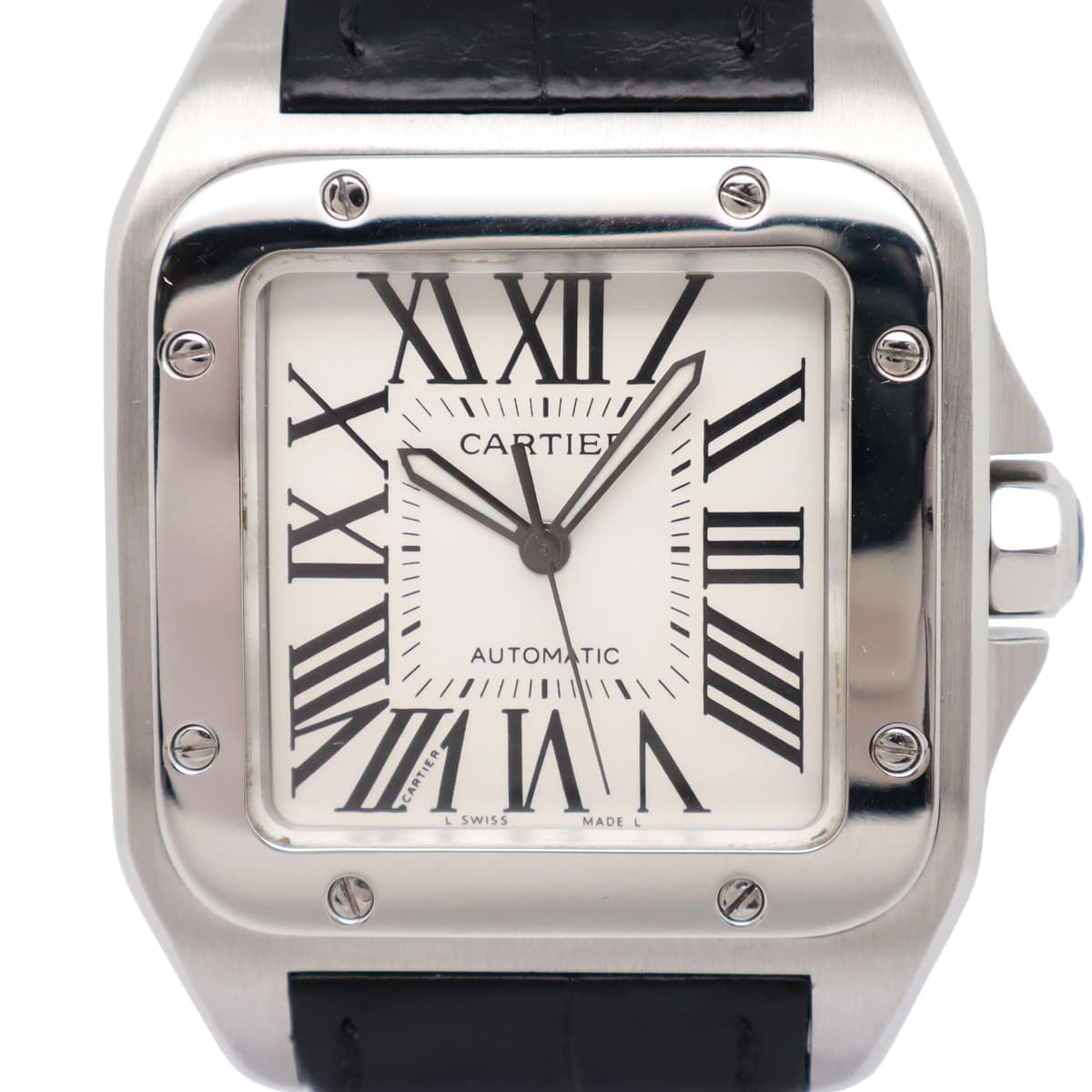 2010s Mint W20073X8 ref. 2656 Santos 100 XL 38mm Steel White Roman Dial Watch