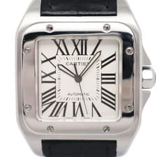 2010s Mint W20073X8 ref. 2656 Santos 100 XL 38mm Steel White Roman Dial Watch