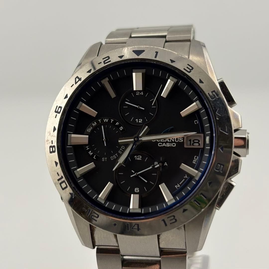 CASIO OCEANUS OCW-T3000-2AJF Solar Black Men's Watch 6.7in USED from JAPAN