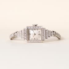 Art Deco Blancpain 1 carat Diamond Ladies Cocktail Watch 14K White Gold