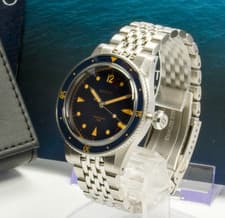 2 Belts [Near MINT w/ PAPER] BALTIC Aquascaphe Blue Dial Automatic Men's Watch