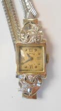 Vintage Womens Hamilton 14K White Gold & Diamond Case Wrist Watch 17Jewel 1950s