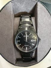 Citizen Mens Eco-Drive AW1558-58E Black Dial S/Steel Watch MSRP $375!