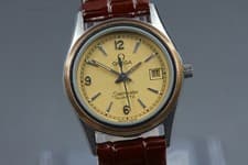 Vintage 1982 OMEGA Seamaster Cal.1380 Ref.596.0035 Gold Dial Quartz Womens Watch