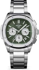 Rotary Mens Apex 100 Sport Chrono Green Dial Stainless Steel Bracelet Watch